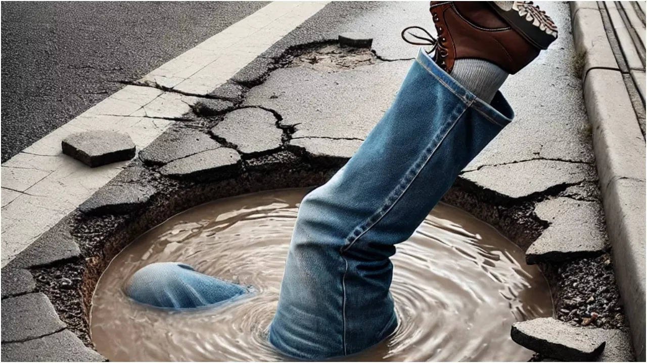 Frustrated England resident’s quirky way to highlight pothole. Hint: It has legs